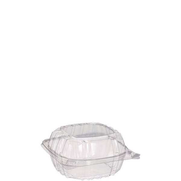 DART ClearSeal Hinged-Lid Plastic Containers, 5.8 x 6 x 3, Clear (500-Pack)
