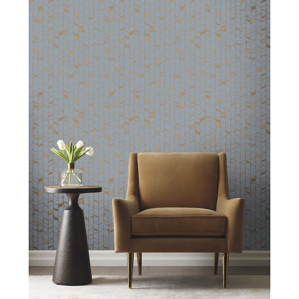 Perfect Petals Blue And Gold Wallpaper