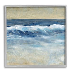"Incoming Beach Tide Contemporary Painting Soft Whitecaps" by Tim O'Toole Framed Nature Wall Art Print 24 in. x 24 in.
