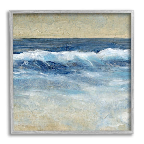 Stupell Industries "Incoming Beach Tide Contemporary Painting Soft Whitecaps" by Tim O'Toole Framed Nature Wall Art Print 24 in. x 24 in.