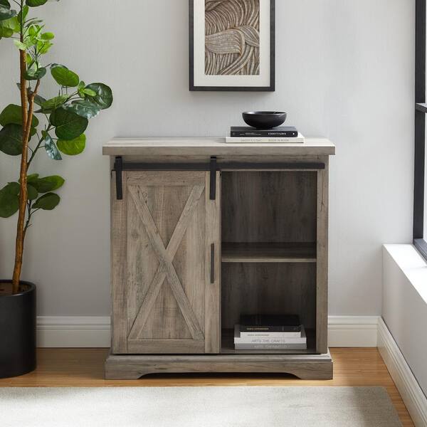 Walker Edison Furniture Company 32 In, Farmhouse Cabinet With Sliding Barn Doors