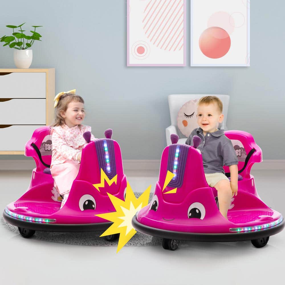 12V Pink Kids Electric Bumper Car with LED Lights