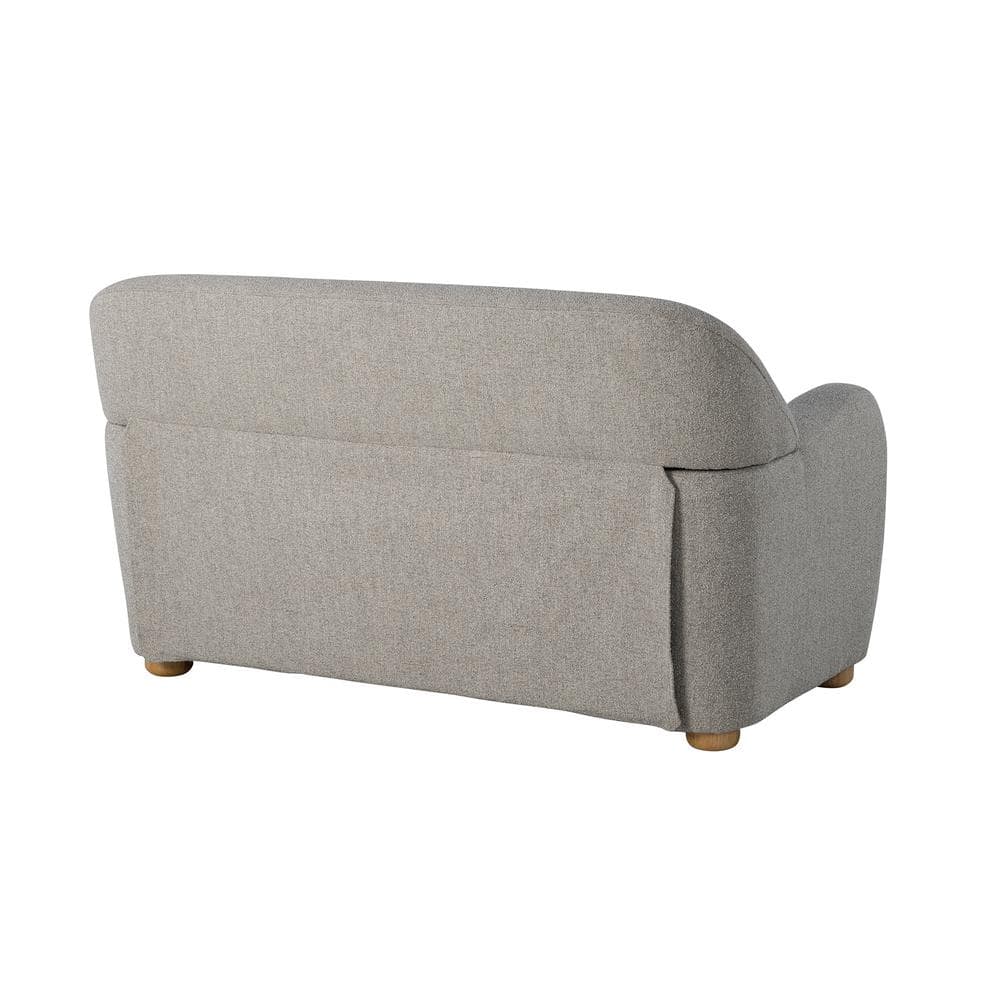 Pebble Gray Boucle Fabric Loveseat with Round Arms and Storage