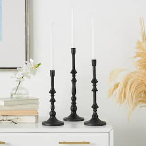 Black Metal Turned Style Candle Holder (Set of 3)