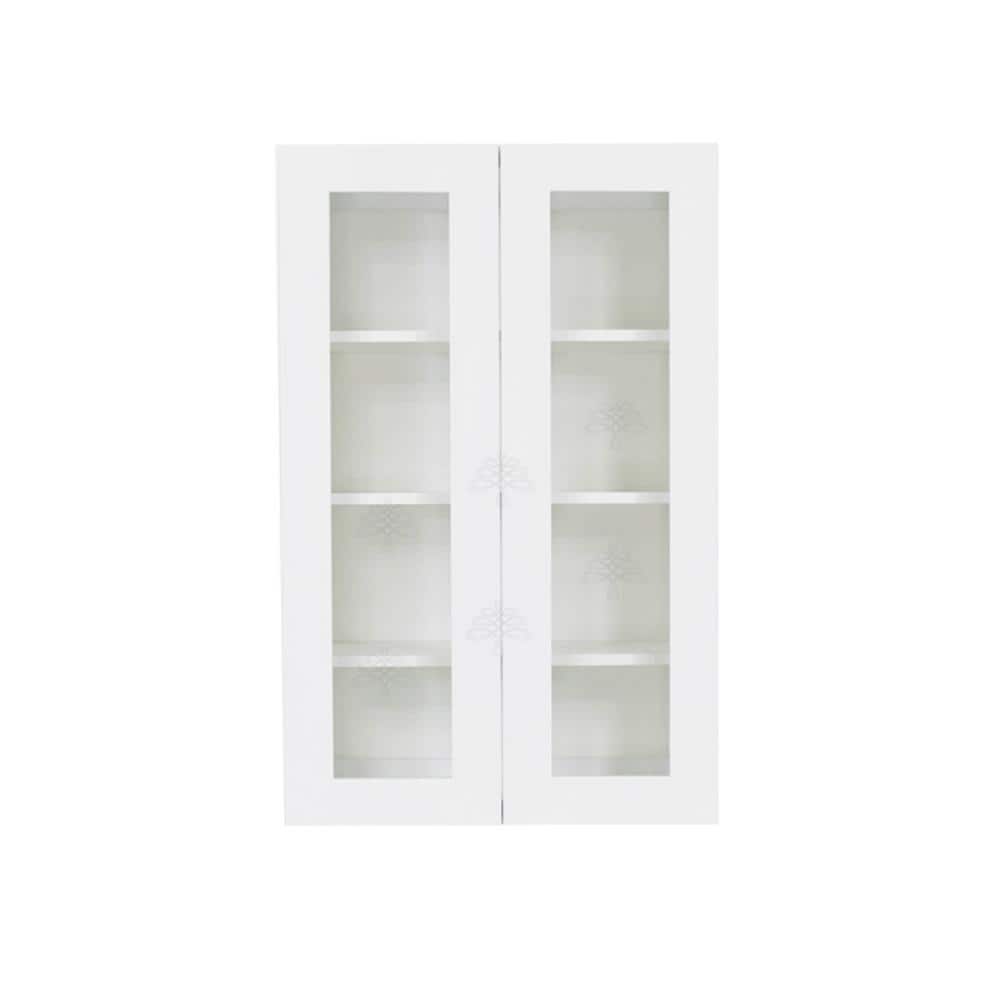 LIFEART Lancaster White Plywood Shaker Stock Assembled Wall Glass Door Kitchen