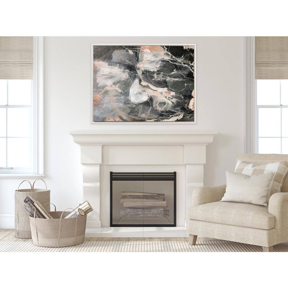 Sylvie Nebula Abstract IV White Framed Canvas Art Print