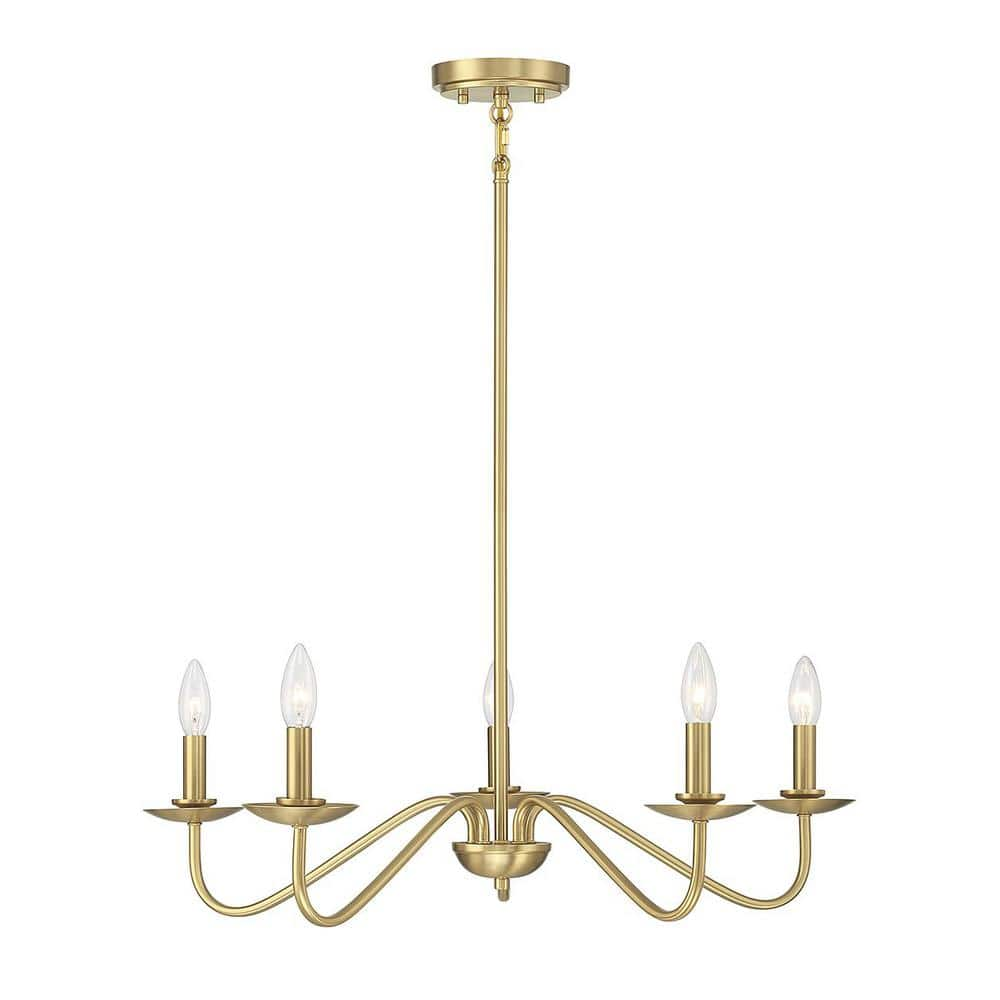 Savoy House Meridian 5-Light Natural Brass 28 in. Wide Chandelier with ...