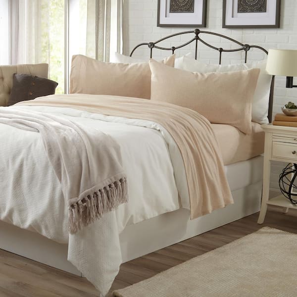  Color Sense 1200 Thread Count Beige Bed Sheets Set