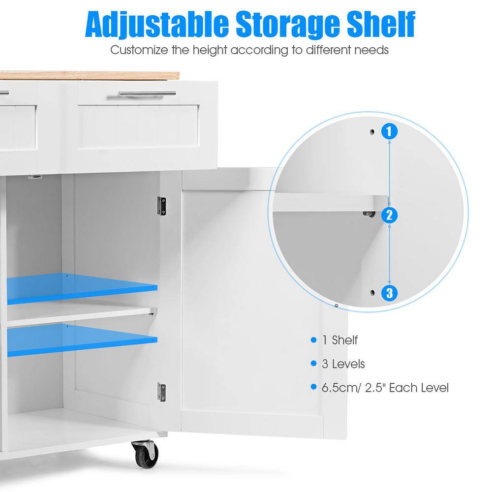 White Kitchen Cart with Cabinet - thumbnail 5
