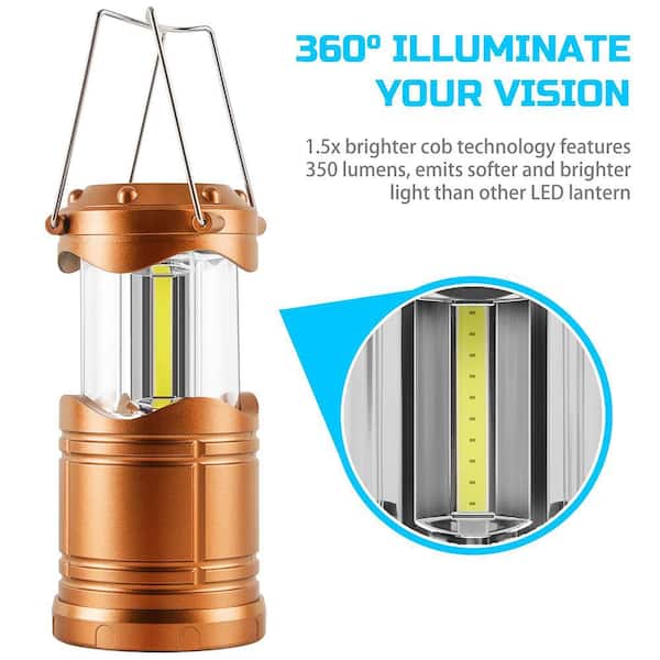 Gold Battery Powered Portable Collapsible Hanging Night Light Bulb