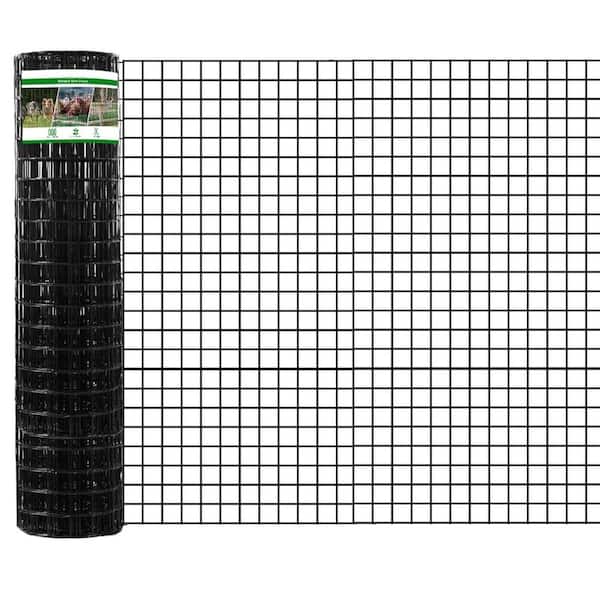 48 in. Metal Welded Wire Garden Fence 50 ft Roll 16GA 2x2 Mesh Black for Poultry and Plant Protection