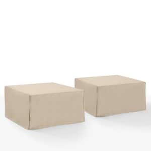 2-Piece Tan Square Table And Ottoman Furniture Cover Set