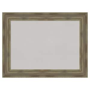 Alexandria Grey Wash Wood Framed Grey Corkboard 34 in. x 26 in. Bulletin Board Memo Board