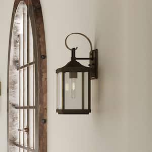 Gibbes Street 7 in. 2-Light Antique Bronze Clear Beveled Glass New Traditional Outdoor Medium Wall Lantern Light