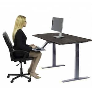 Amelia 30 in. Rectangular Black Bamboo Computer Desk with Power Outlet and Adjustable Height