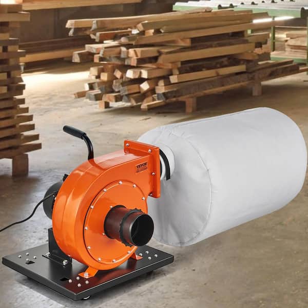 Dust Collector 1HP 537 CFM Air Flow Rolling Dust Collector with 21-Gallon Dust Collection Bag and Handle and Wheels