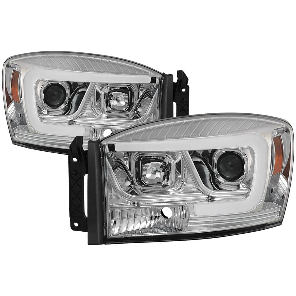 Spyder Auto Dodge Ram 1500 06-08 / Ram 2500/3500 06-09 Version 2 Projector  Headlights - Light Bar DRL - Chrome 5085290 - The Home Depot