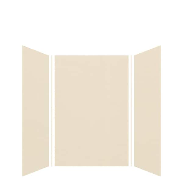 Transolid Expressions 48 in. x 48 in. x 72 in. 3-Piece Easy Up Adhesive Alcove Shower Wall Surround in Bisque