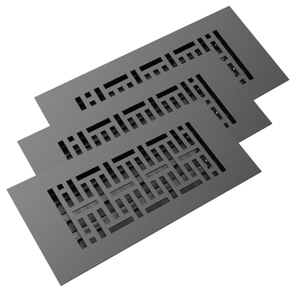 Reggio Registers Low Profile 10 in. x 4 in. Steel Floor Register in Black Woven Pattern (3-Pack)