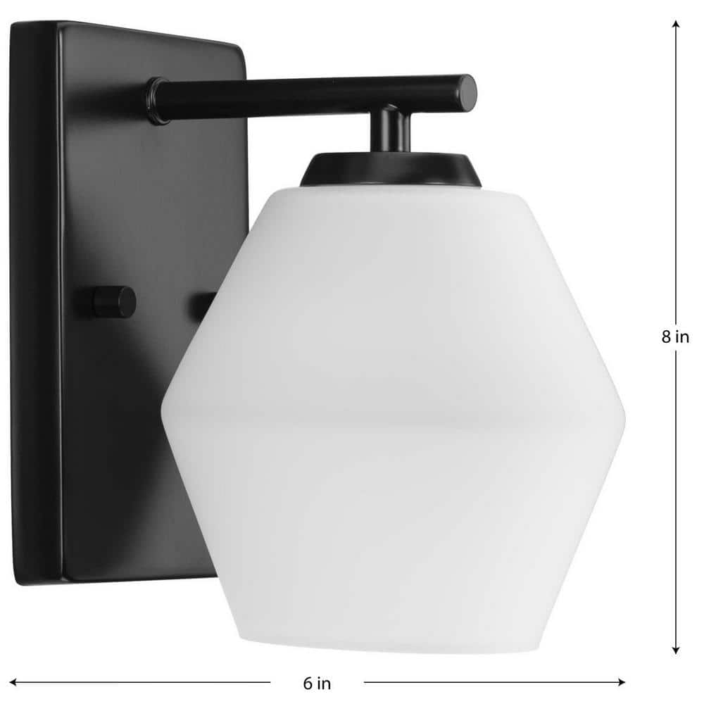 Matte Black and Opal Glass 8" Modern Vanity Light
