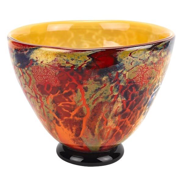 Badash Crystal Firestorm Murano Style Multi-Color Art Glass Bowl