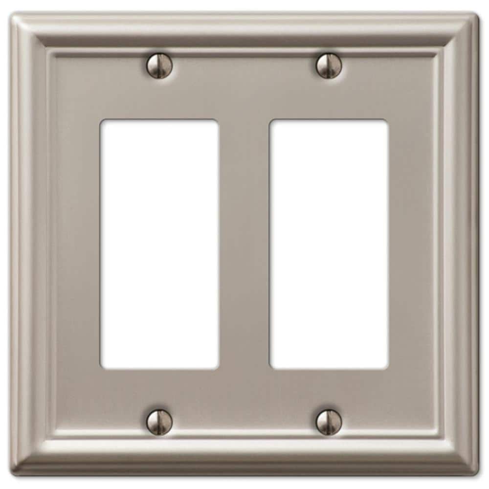 Brushed Nickel Double Rocker 2-Gang Wall Plate