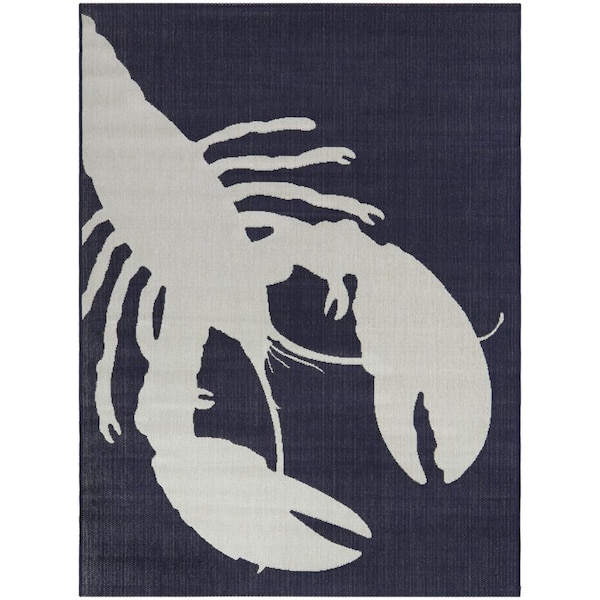 Beach Navy 5 ft. 3 in. x 7 ft. Animal Print Indoor/Outdoor Area Rug