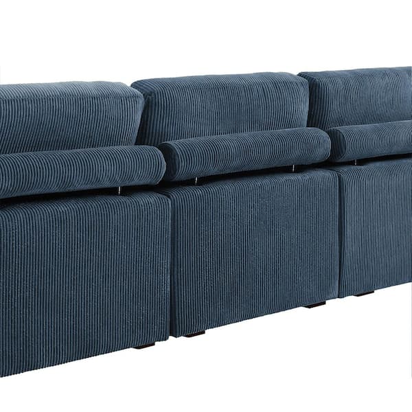 Uixe 118 in. Square Arm 3-Piece Corduroy Upholstered L