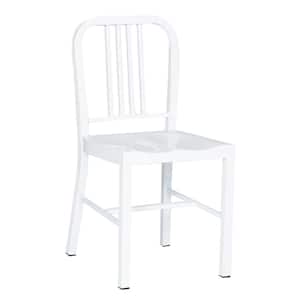 Industrial White Metal Indoor Dining Chair (Set of 2)