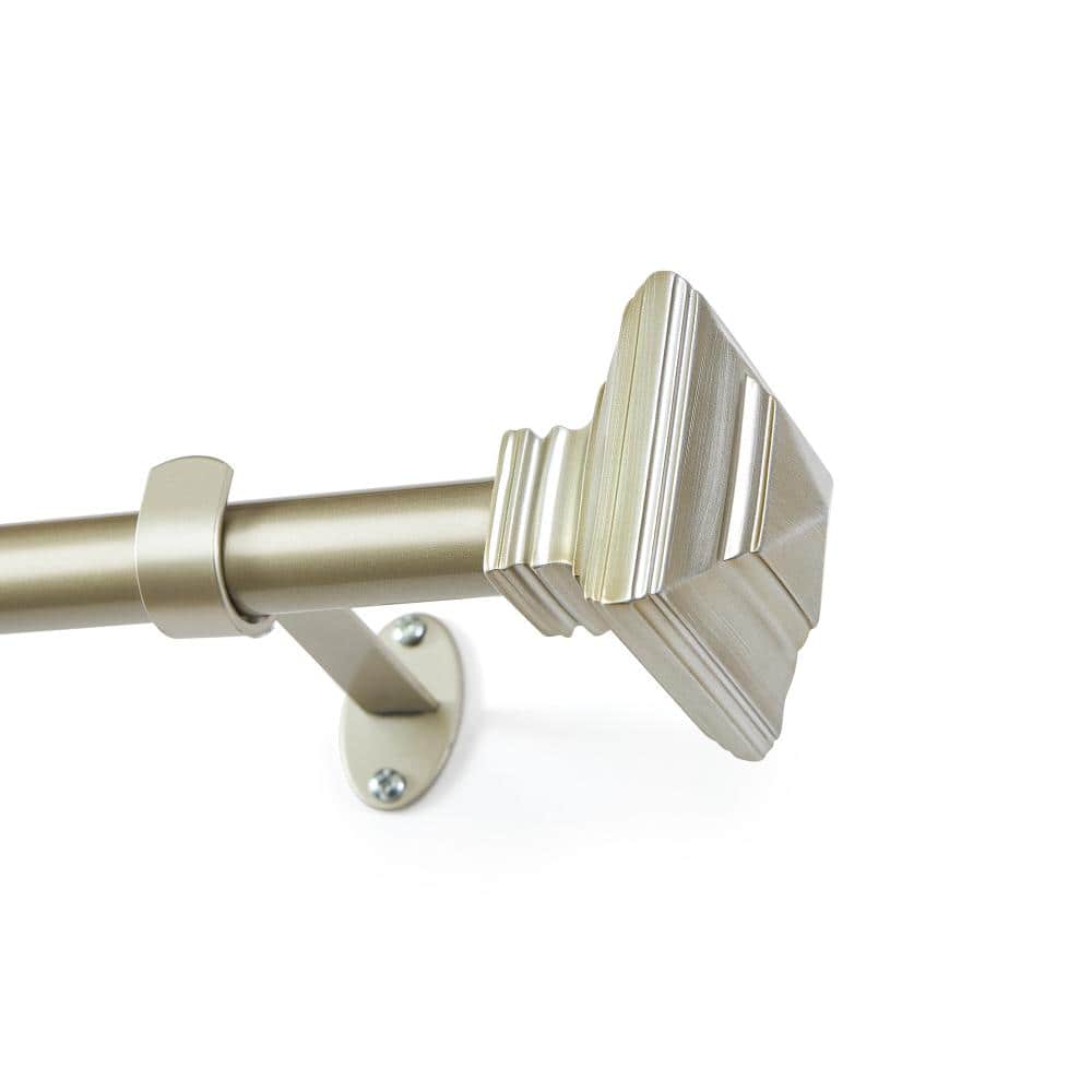 "Home Florence Single Curtain Rod with Stacked Square Finial, Antique Pewter - 32""W x 142""L" price history on PriceWatchPro