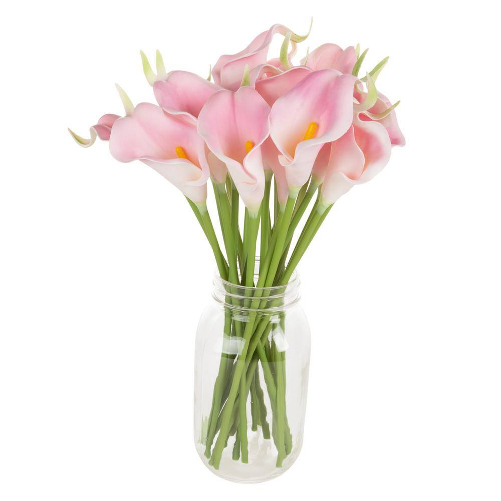 Coral Pink Artificial Lily Floral Arrangement with Tin Wire Stems