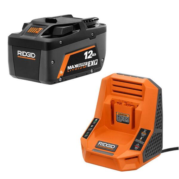 RIDGID 18V 12.0 Ah MAX Output EXP Lithium-Ion Battery with Free 18V Rapid Charger