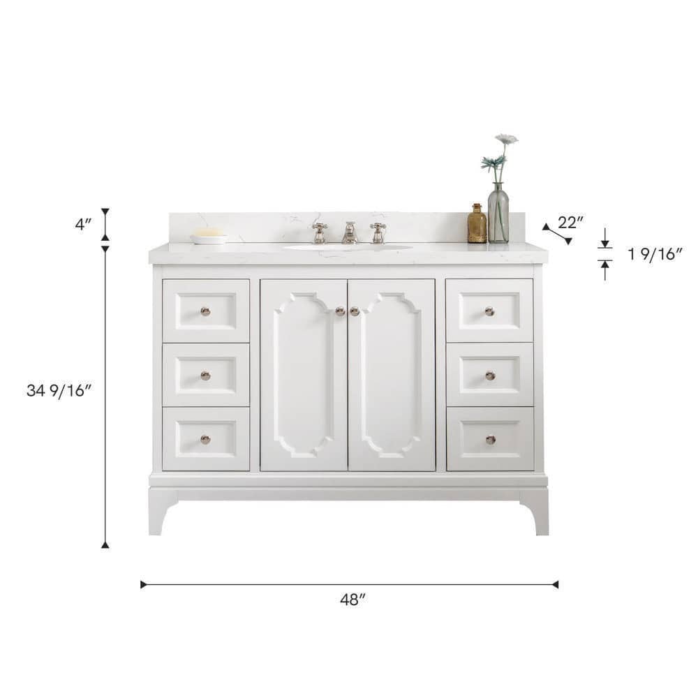 White 48'' Single Bathroom Vanity with Quartz Top