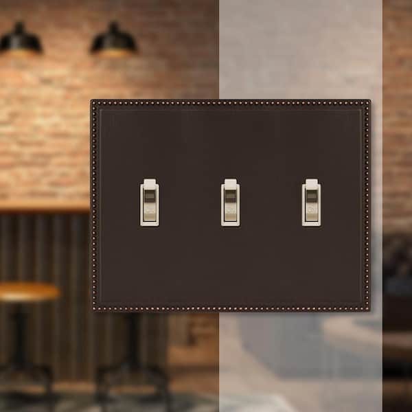 Perlina 3 Gang Toggle Metal Wall Plate - Aged Bronze