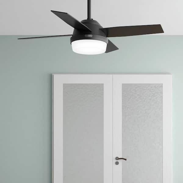 Dempsey 44 in. Indoor Matte Black Ceiling Fan with Remote and Light Kit Included