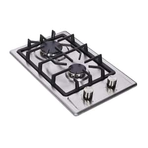 12 in. Gas Cooktop in Stainless Steel, Gas Stovetop Gas Cooktop 2-Burners Recessed Cas Stove, NG/LPG Convertible