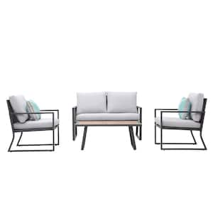 Nuu Garden White 4-Piece Aluminum Outdoor Patio Conversation Sofa ...