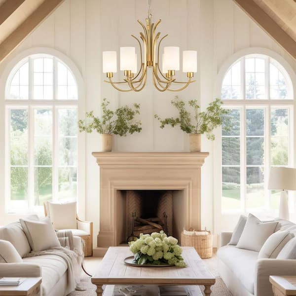 6-Light Antique Brass Farmhouse Chandelier Modern Industrial lighting fixtures Mid-Century Pendant Light