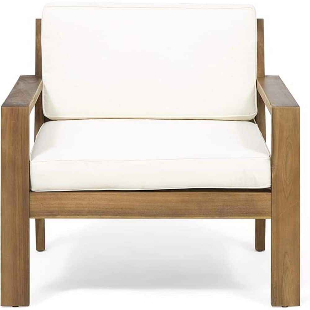 Wood Teak Outdoor Dining Chair with Cream Cushions (1-Pack) price history on PriceWatchPro