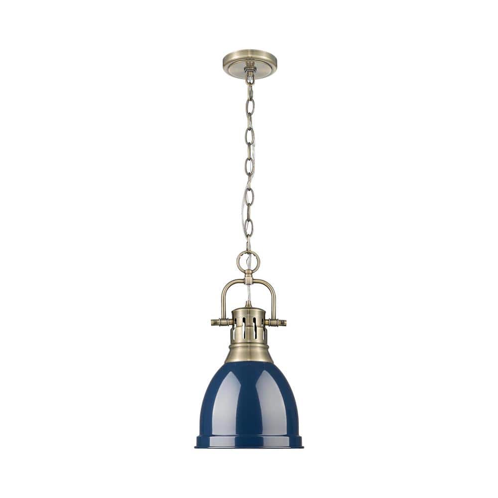Duncan 100-Watt 1-Light Aged Brass Pendant Light with Blue Shade and No Bulbs Included price history on PriceWatchPro