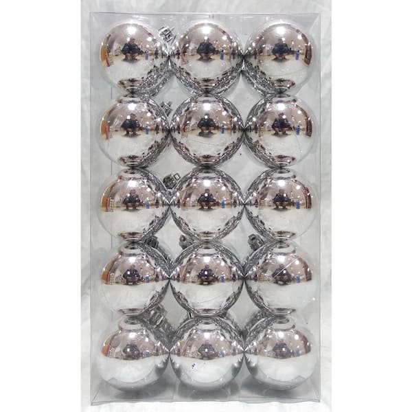 Home Accents Holiday Holiday Traditions 2.3 in. Shinny Shatterproof Ornament in Silver (30-Count)