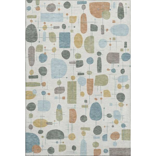 Mayfield Premium Machine Washable Abstract AMF2393 Ivory 10 ft. x 14 ft. Area Rug