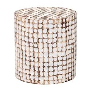 Juliette 15.7 in. Ivory Round Coconut Shell End Table