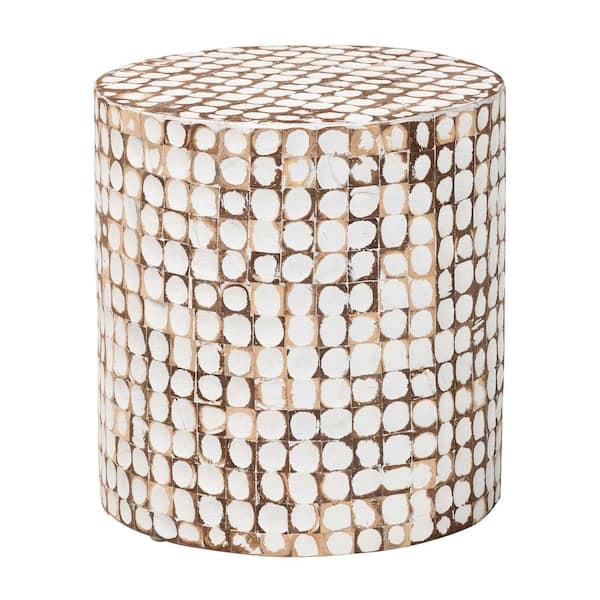 bali & pari Juliette 15.7 in. Ivory Round Coconut Shell End Table 246 ...