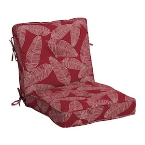 Plush PolyFill 21 in. x 20 in. Outdoor Dining Chair Cushion in Red Leaf Palm