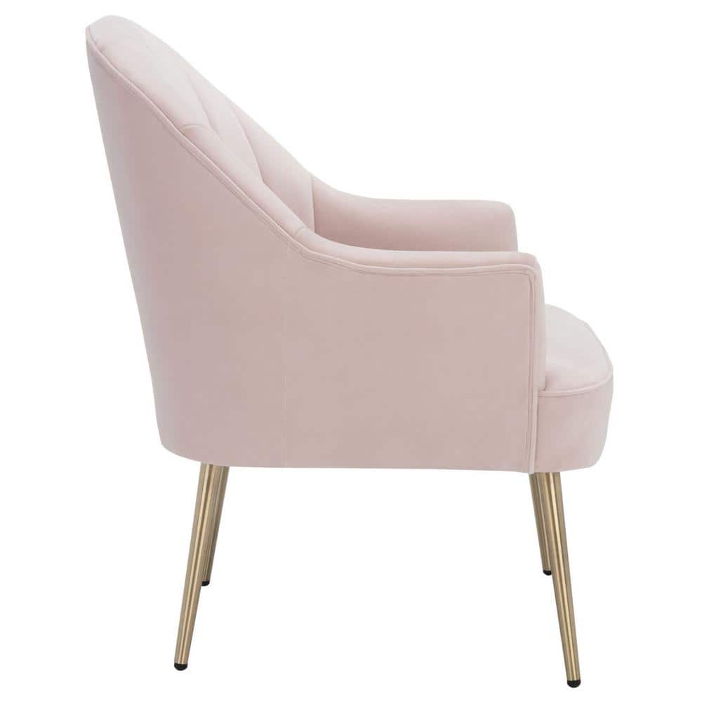 Areli Light Pink Velvet and Gold Accent Chair