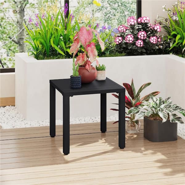Yaheetech Outdoor Small Metal Square Side Table, Garden Coffee End