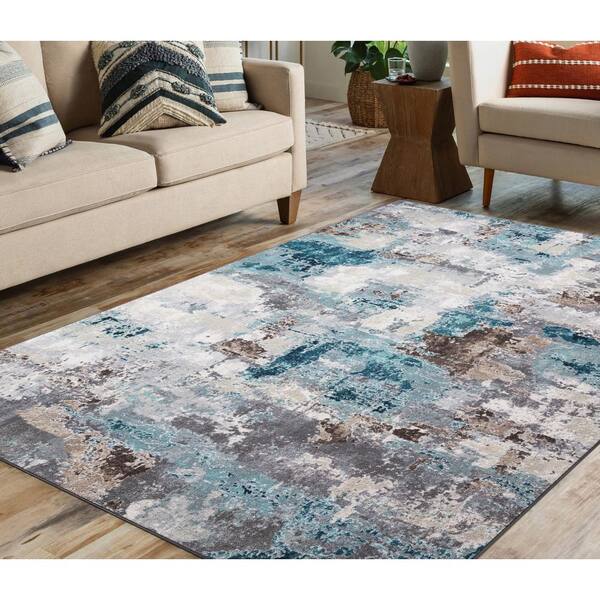 Machine Washable Rug 5' X 7', Ultra-Thin Abstract Modern Area Rug Stain  Resistan