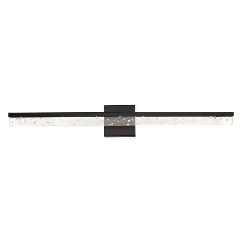Ingres 30" Black Iron Dimmable Vanity Light with Acrylic Shade