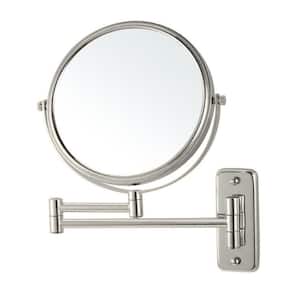 Glimmer 8 in. x 8 in. Wall Mounted 3x Round Makeup Mirror in Satin Nickel Finish